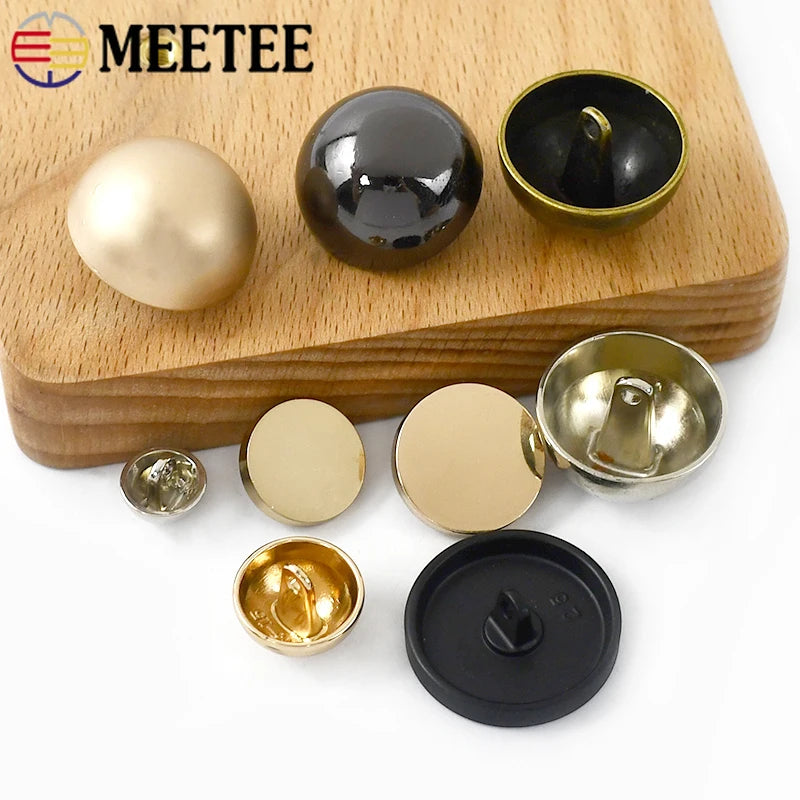 100Pcs Meetee 10-28mm Metal Shank Buttons Flat Head Decor Button Round Clasps for Coat Jacket Dress DIY Sewing Buckle Accessories