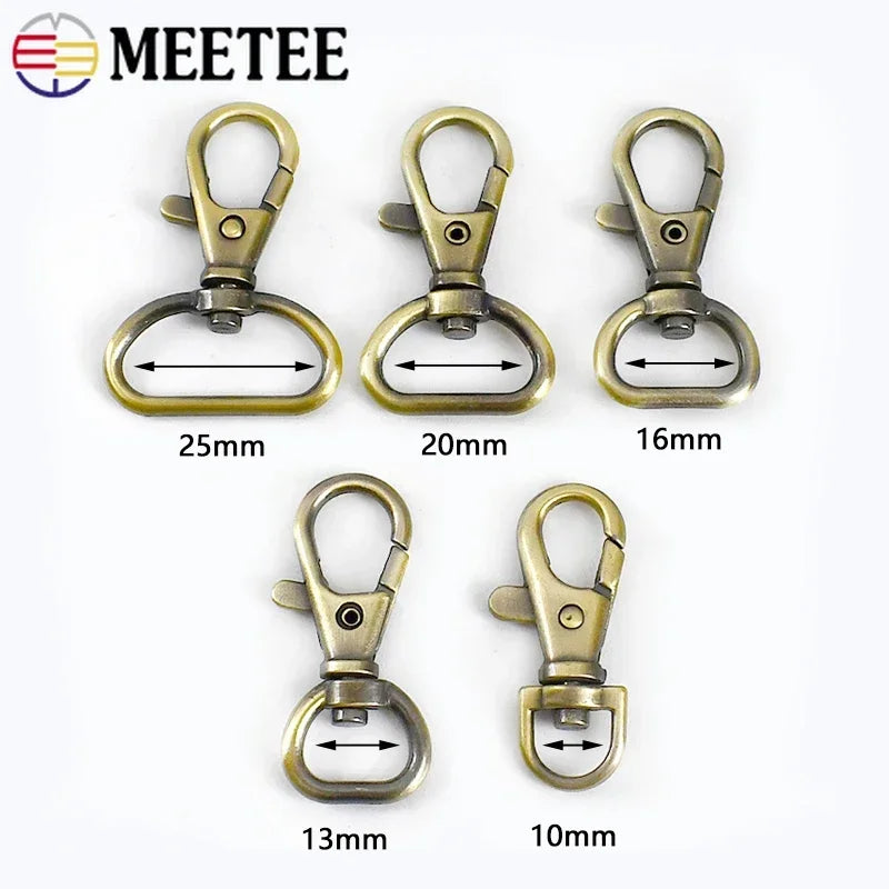 15/500pcs Meetee 13/16/20/25mm Bag Strap Buckle Metal Lobster Clasp Handbag Keychain Swivel Trigger Clips Snap Hook DIY Accessory