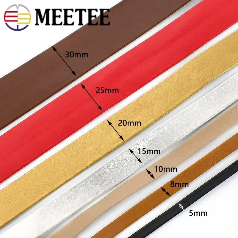 8/300Meters 5-30mm Synthetic PU Leather Rope Ribbon Tapes Clothing Bias Binding Decoration Jewelry Cord DIY Clothes Accessories