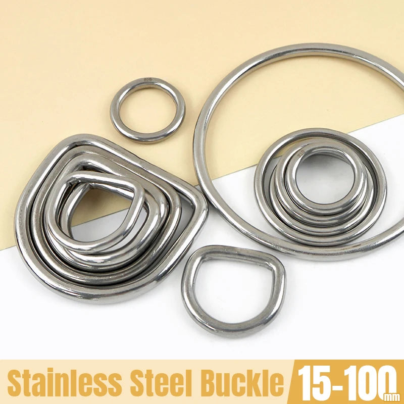 20/500Pcs 304 Stainless Steel Buckle 15-100mm Bag Strap O D Ring Hook Keychain Connector Loop Buckles Pet Collar Hardware Supply