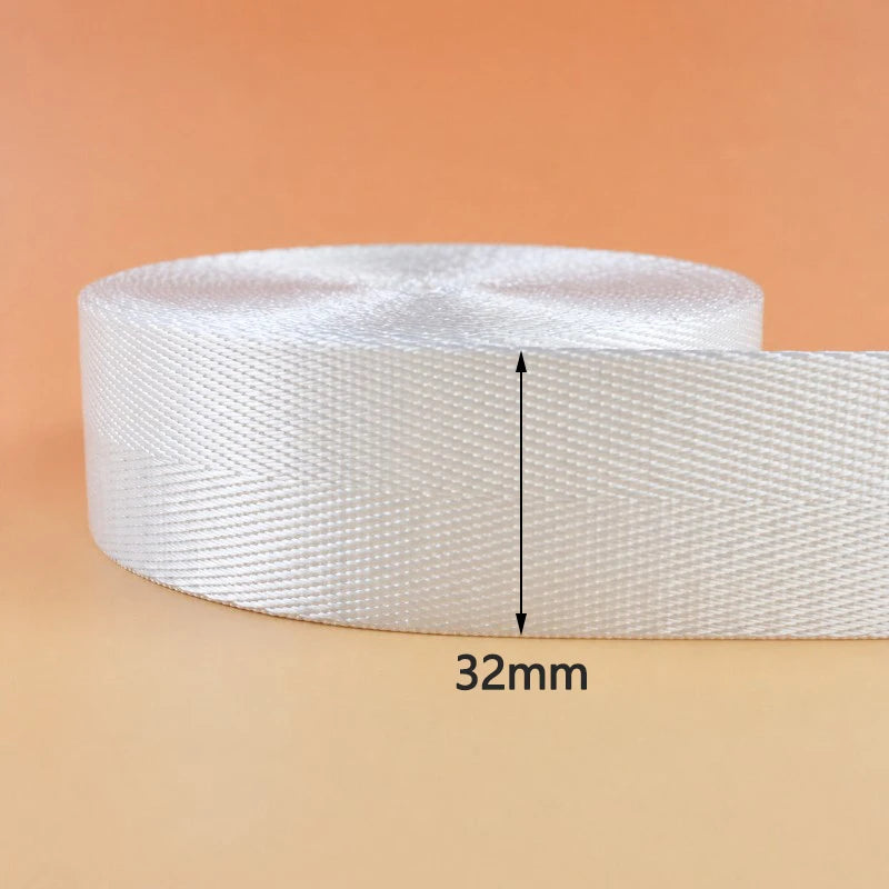 8/200Meters White Nylon Webbing 20-50mm Bag Shoulder Strap Tape Clothes Decorative Sewing Ribbon Bias Binding Accessories