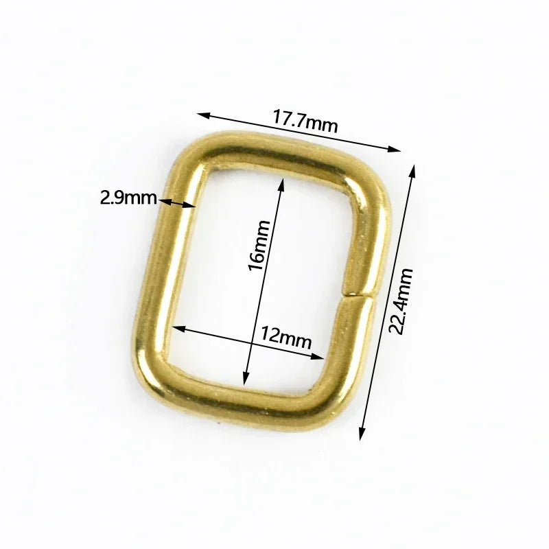 25/800Pcs 10-38mm Solid Brass Non Welded D Rings Square Bag Buckle Handbag Strap Clasp Webbing Dog Leash Adjuster Loops Hardware