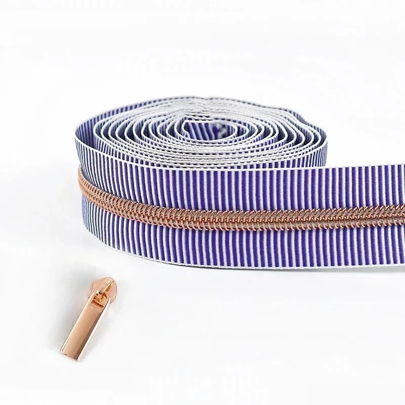 5/20Meters Meetee 5# Striped Nylon Zippers Tape for Sewing Bag Continuous Roll Coil Zip By the Meter DIY Garment Accessories