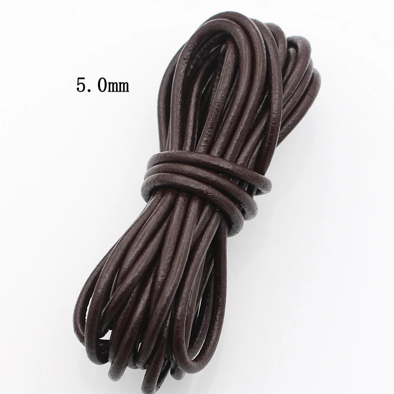 Meetee 3/100Meter 1.5/2/2.5/3/4/5mm Round Real Genuine Leather Cord Rope for Bracelet Necklace DIY Jewelry Cords Bags Craft Making