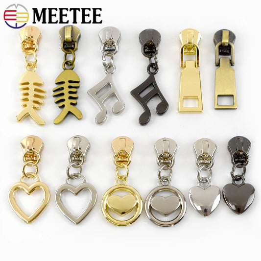 30/500pcs Meetee Zipper Slider for 5# Sewing Metal Zippers DIY Zips Head Bag Pocket Wallet Repair Kits Replacement Tailor Tools