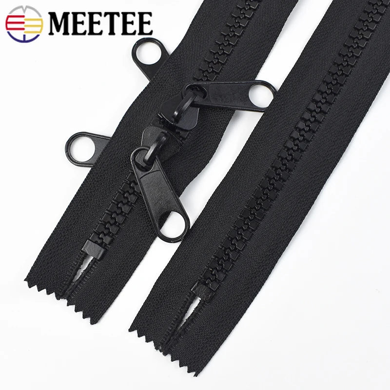 2/70Pcs 10# Resin Zipper Double Sliders Puller Two-way Zip Oversized Teeth Outdoor Tent Zippers DIY Sewing Accessories