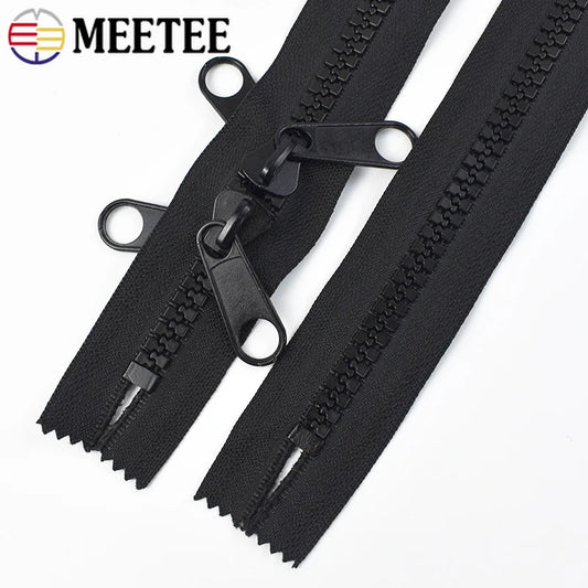 2/70Pcs 10# Resin Zipper Double Sliders Puller Two-way Zip Oversized Teeth Outdoor Tent Zippers DIY Sewing Accessories