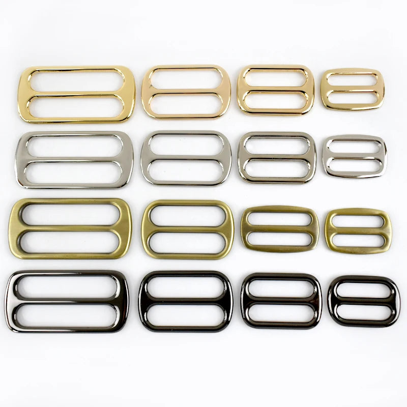30/1000Pcs 12-50mm Webbing Adjuster Metal Buckles Handbag Strap Tri-Glide Hooks Middle Center Bar Adjust Slider Belt Buckle Hardware