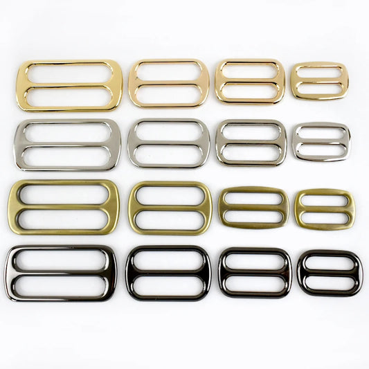30/1000Pcs 12-50mm Webbing Adjuster Metal Buckles Handbag Strap Tri-Glide Hooks Middle Center Bar Adjust Slider Belt Buckle Hardware