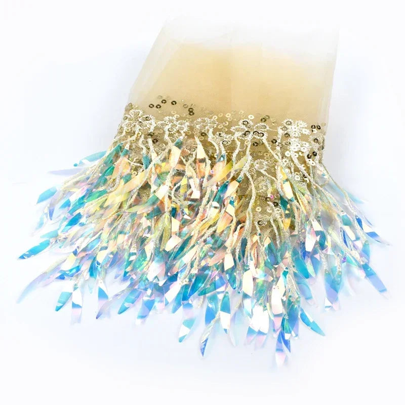 3/100Yards Sequin Tassel Mesh Tassels Fringe Decor Lace Trim Fabric for Wedding Clothes Curtain Fringes Trimmings DIY Accessories