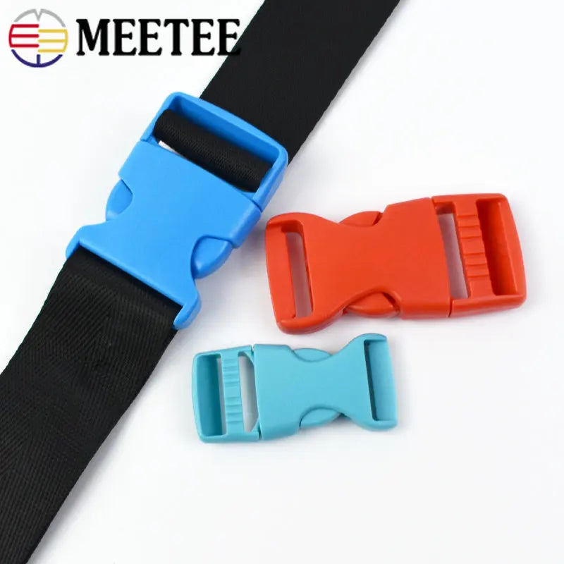 30/600Pcs Meetee 15-38mm Plastic Release Buckles Backpack Strap Hook Clip Safety Pet Collar Outdoor Luggage Webbing Accessories