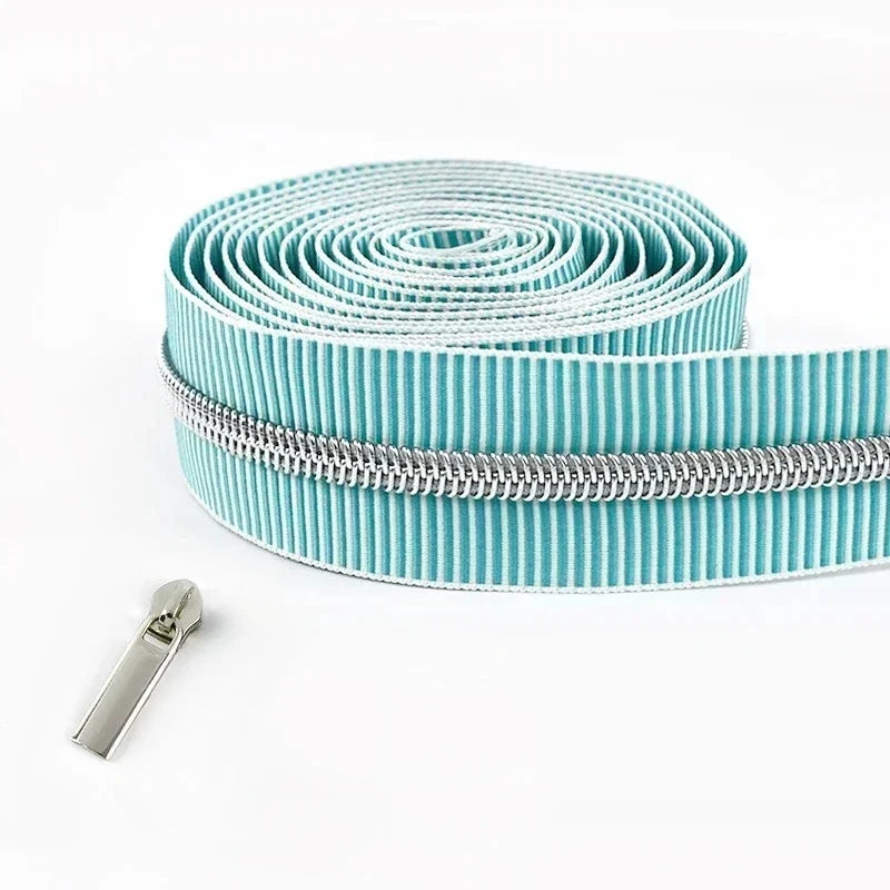 5/20Meters Meetee 5# Striped Nylon Zippers Tape for Sewing Bag Continuous Roll Coil Zip By the Meter DIY Garment Accessories