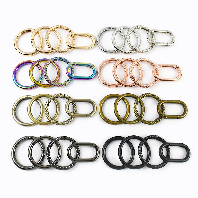 15/500Pcs 20/25/32mm Spring Gate O Ring Metal Buckles Openable Keyring Snap Hook Bag Strap Trigger Carabiner Clip Clasp Accessories