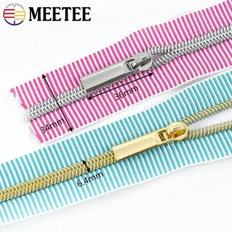 5/20Meters Meetee 5# Striped Nylon Zippers Tape for Sewing Bag Continuous Roll Coil Zip By the Meter DIY Garment Accessories