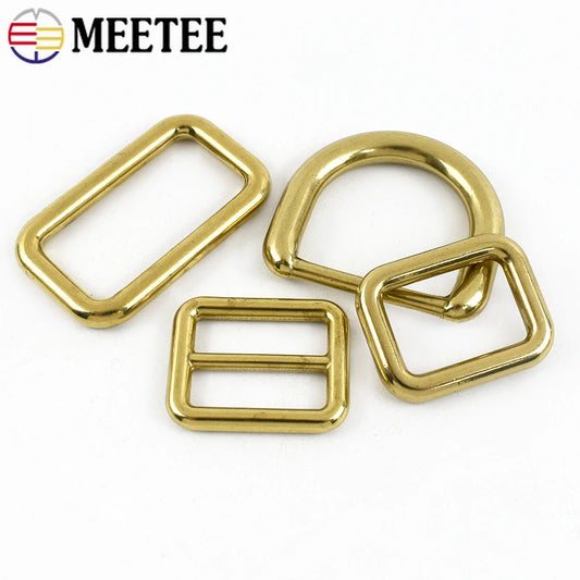 3/100Pcs Solid Brass D Ring Adjuster Clasp Tri-Glide Slider Buckles Backpack Strap Webbing Belt Buckle DIY Hardware Accessories