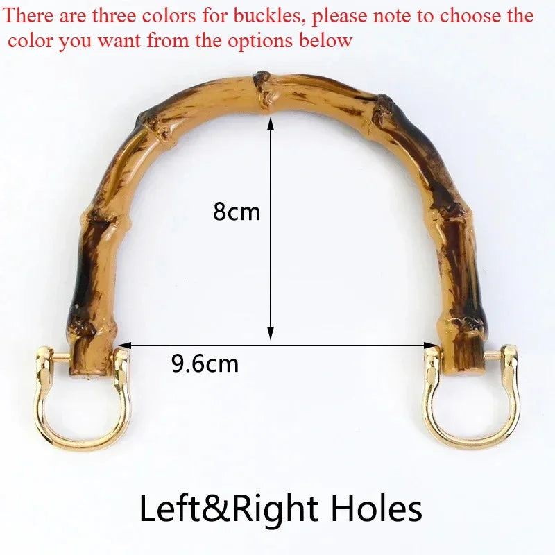 5/170Pcs Imitation Bamboo Handles Metal Buckle Wooden Frames Replacement Handle for Woven Bag DIY Sewing Hardware Accessories