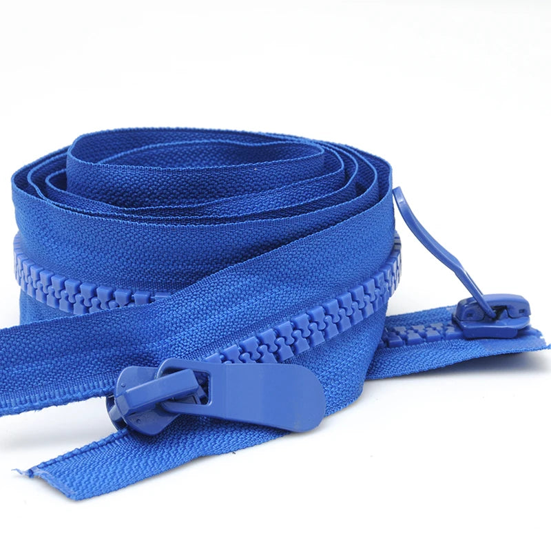2/70Pcs Meetee 120cm 8# Resin Zippers Open End Double Slider Head Zip for Down Jacket Outdoor Backpack Tent Bag DIY Sewing Accessories