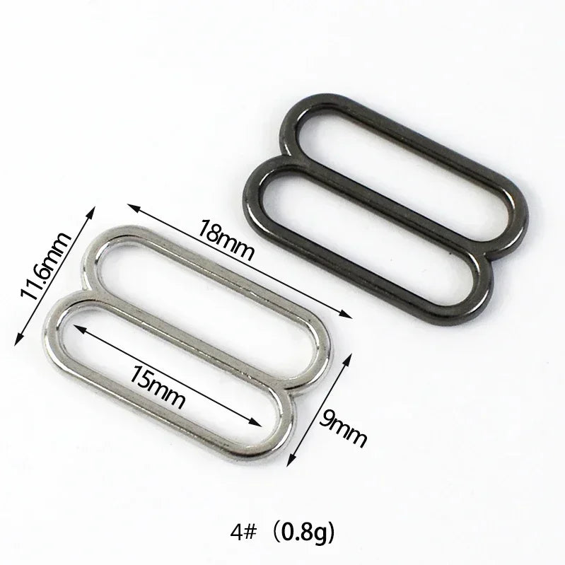 50Pcs 10-50mm Metal Buckles 8-shaped Tri-Glide Adjuster Slider Bikini Bra Rings Strap Belt Hook Clasp Webbing Bag Accessories