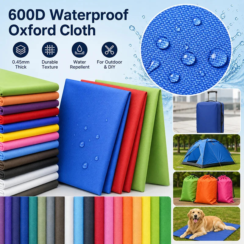 50/1500cm*150cm 0.45mm Thick Waterproof Fabrics 600D Oxford Fabric Luggage Tent PVC Rainproof Cloth Rain Canopy Sewing Textile