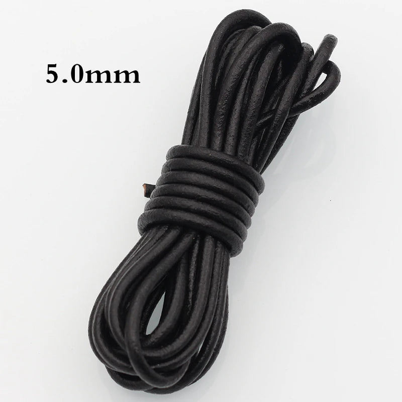 Meetee 3/100Meter 1.5/2/2.5/3/4/5mm Round Real Genuine Leather Cord Rope for Bracelet Necklace DIY Jewelry Cords Bags Craft Making
