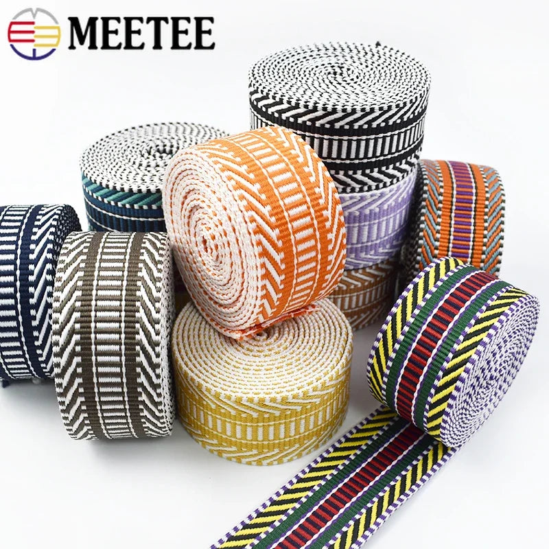 3/100Meters 38/50mm Polyester Jacquard Webbing Tapes Thick Ribbon Bag Strap Belt for DIY Clothes Bias Binding Sewing Accessories