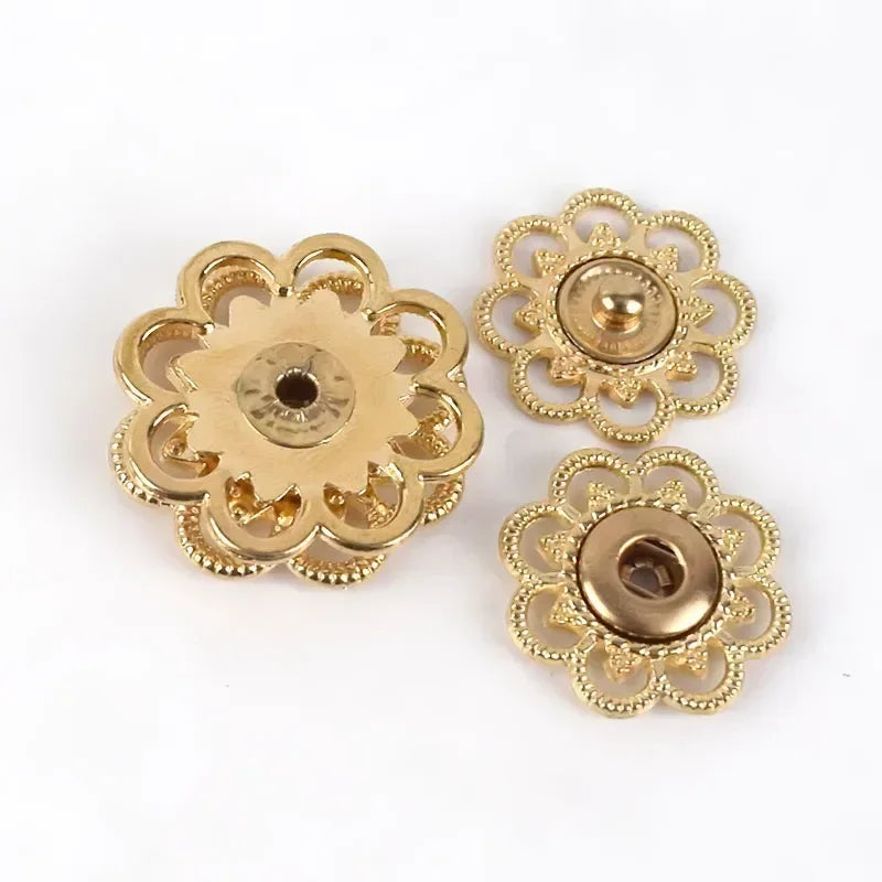 Meetee 15/300sets Scrapbooking Decor Metal Buttons Snap Stud Fastener Hollow Press Buckles for DIY Sewing Jacket Coat Clothes Craft