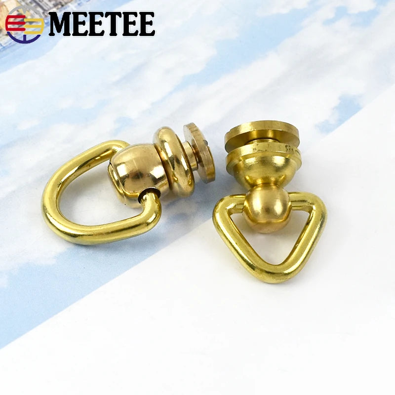5/150Pcs Solid Brass Rotated D Ring Nail Swivel Screw Buckles  Bag Strap KeyChain Connector Handbags Clasp Leather Craft Accessory