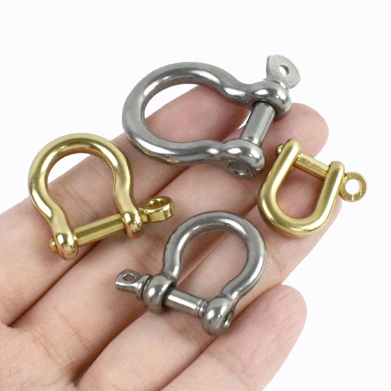 5/200Pcs Solid Brass Horseshoe Buckle 6/8/9/10mm D Ring Bow Shackle Hook Screw Detachable for Chains Wirerope Connector Buckles