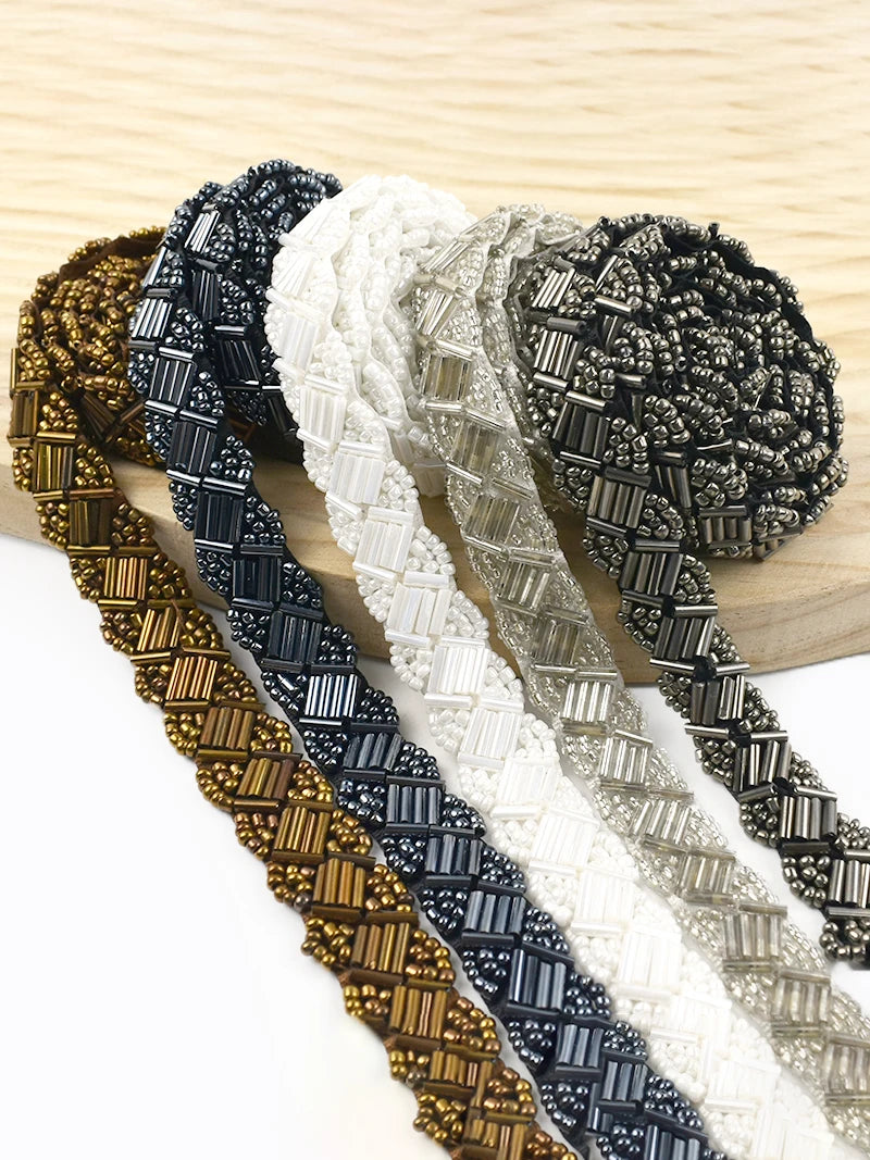 2/60Yards 15mm Beaded Lace Trim Clothes Dress Ribbon Tape Headware Fringe Webbing Handmade Decoration Band DIY Sewing Accessories