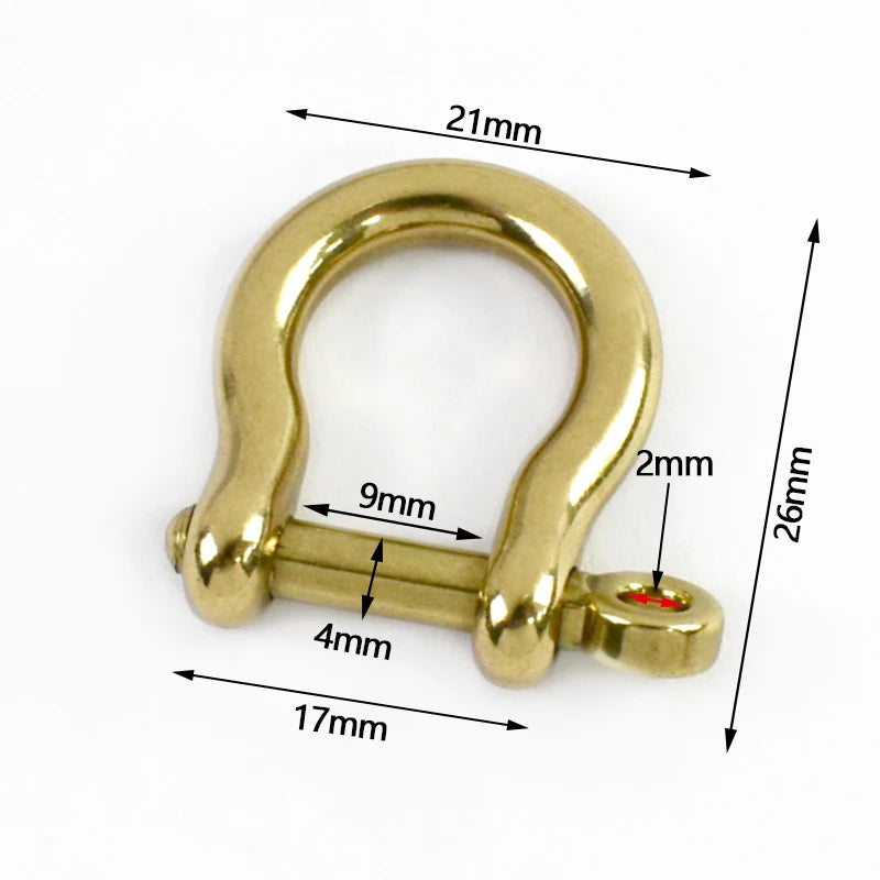 5/200Pcs Solid Brass Horseshoe Buckle 6/8/9/10mm D Ring Bow Shackle Hook Screw Detachable for Chains Wirerope Connector Buckles