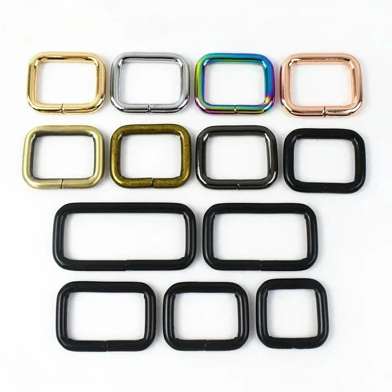 30/1000Pcs 13-50mm O D Ring Metal Buckles for Bag Strap Rectangle Rings Carabiner Clip Hook Webbing Belt Loop Crafts Accessories