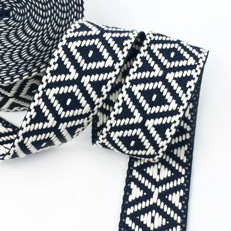 5/200Meters Meetee 38mm Colorful Jacquard Cotton Webbing Ribbon Canvas Straps Bag Shoulder Strap Clothing Band Sewing Accessorie