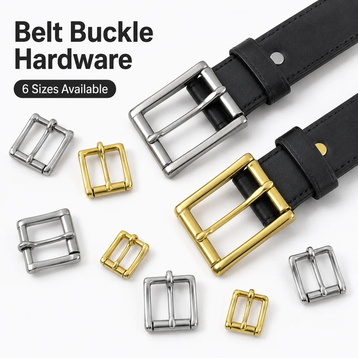 3/100Pcs 13-38mm Stainless Steel Brass Belt Roller Buckle Single Pin Heel Bar Buckles Leather Craft Bag Strap Webbing Hardware