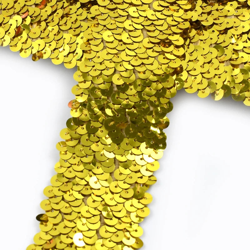 5/120Meters 45mm Sequins Stretch Lace Ribbons Laces Trim Elastic Band Dance Dress Clothes Decoration Ribbon Sewing Accessories
