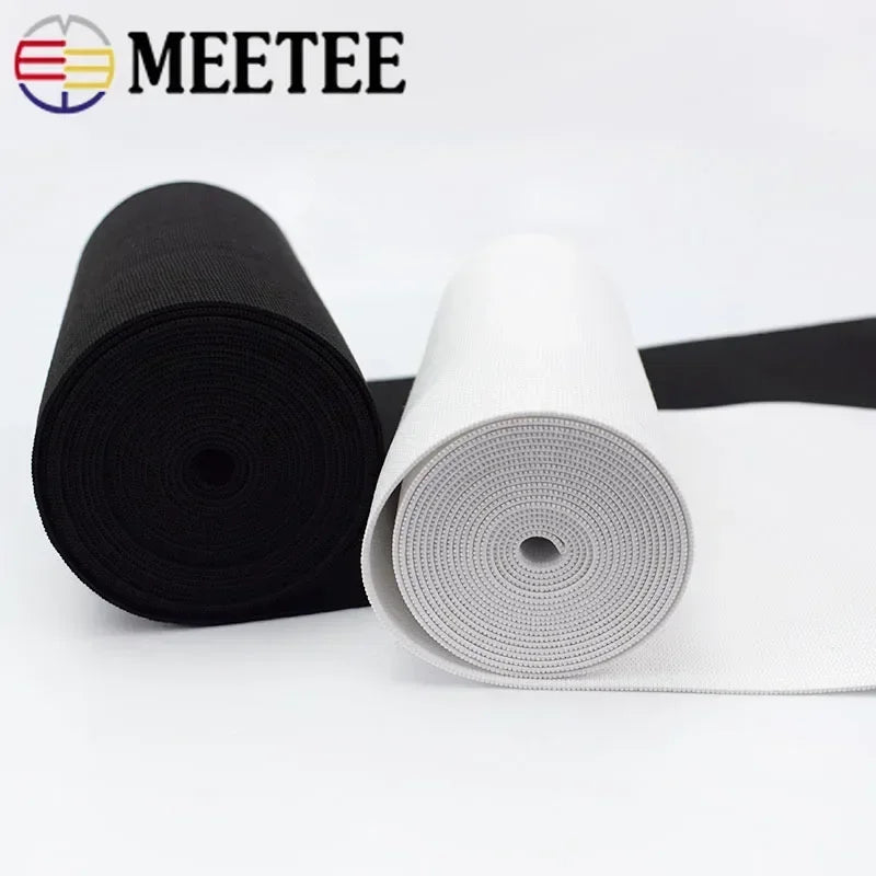 Meetee 3/100M 10/15/20/25cm Black White Elastic Bands Crochet Belt for Sewing Clothes Rubber Band Waist Strap Fabric Accessories