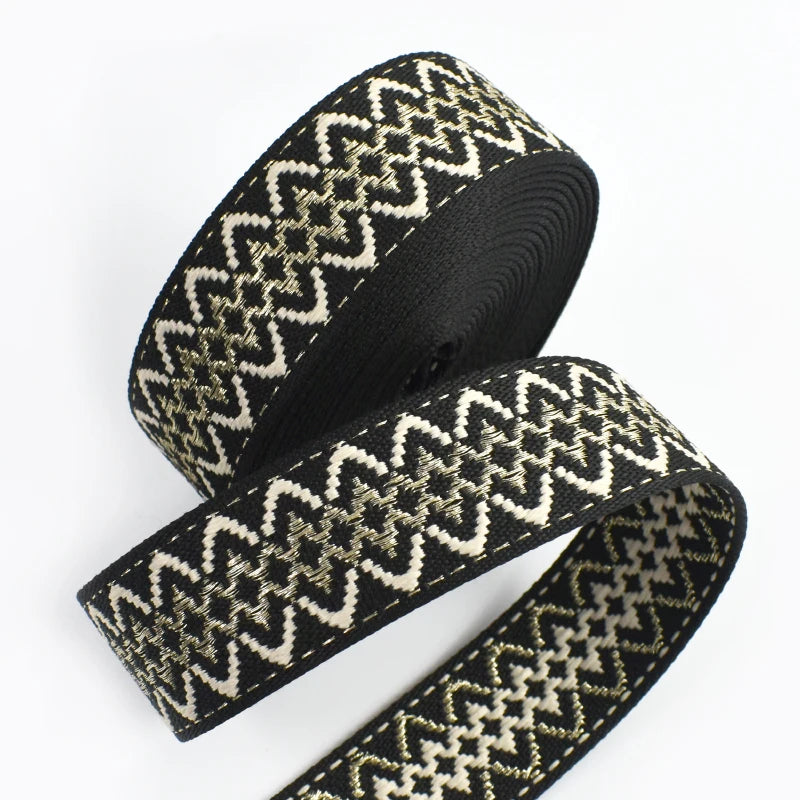 3/100Meters Jacquard Ribbon Band 38mm 1.7mm Thick Ethnic Webbing Tapes Bag Strap Repair Bias Binding DIY Garment Sewing Supplies