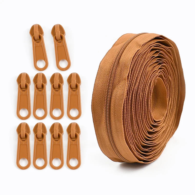 2/50Sets 3# Nylon Zipper Tape Assortment Kit Zippers for Sewing Coil Zip Strip Roll with Zips Sliders DIY Bags Clothing Craft Accessories