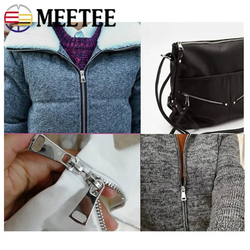 3/90Pcs Meetee 5# 60-150cm Metal Zipper Open End Single/Double Sliders Long Zippers Clothes Down Jacket Coat Zip DIY Sewing Accessories