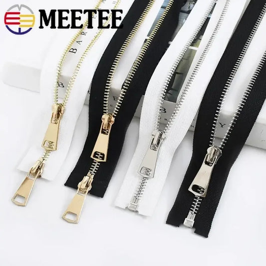 3/90Pcs Meetee 5# 60-150cm Metal Zipper Open End Single/Double Sliders Long Zippers Clothes Down Jacket Coat Zip DIY Sewing Accessories