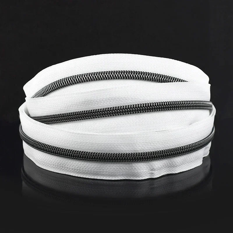 8/200Meters 5# Colorful Nylon Zipper Tapes GunBlack Tooth Coil Zip Tailors for Bags Garment Repair Kit DIY Sewing Accessories