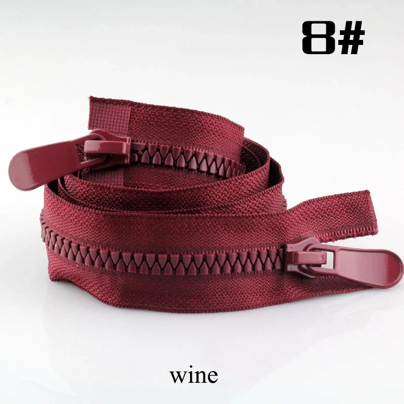 2/70Pcs Meetee 120cm 8# Resin Zippers Open End Double Slider Head Zip for Down Jacket Outdoor Backpack Tent Bag DIY Sewing Accessories
