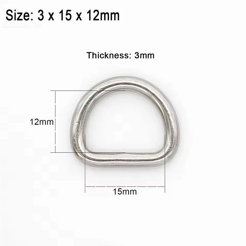 20/700Pcs 304# Stainless Steel D Ring Buckle Bag Strap Webbing Belt Buckles Pet Dog Collar Clasp DIY Bags Hardware Accessories