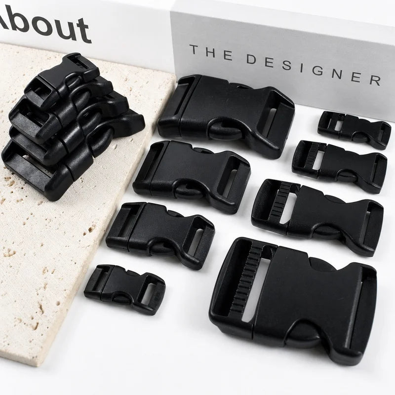 30/1000Pcs 10-38mm Black Plastic Buckles Bag Strap Side Release Buckle Dog Leash Adjust Belt Snap Button Webbing Clip Hook Fitting