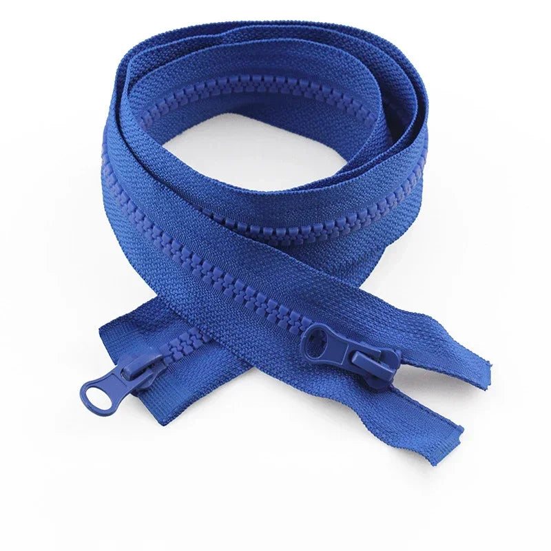 8/200Pcs 5# 80-150cm Resin Zipper Open-end Double Slider Long Zippers Down Jacket Overcoat Zipp Clothes Bags Zip Repair Sewing Accessory