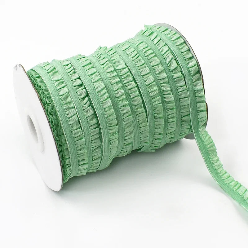 Meetee 20/600meters 10mm Ruffled Elastic Band Pleated Stretch Lace Trim Ribbon Baby Hairband Belt Shoes Tapes Sewing Accessory