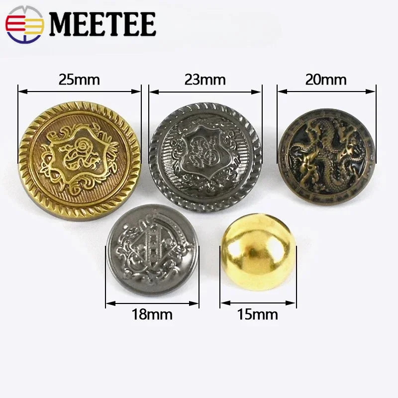30/1200Pcs 15-25mm Vintage Mushroom Shank Button Metal Round Decor Buckle Jackets Fastener Clothes Sewing Replace Buttons Accessories
