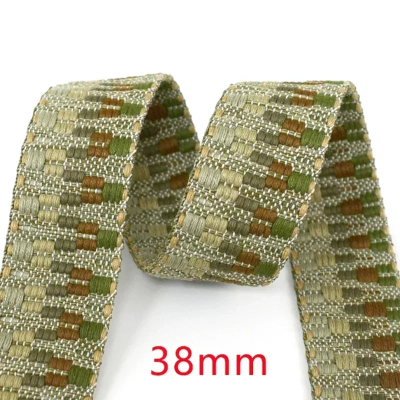 5/130Yards 38/50mm Ethnic Jacquard Webbing Tape Handbag Shoulder Strap Replacement Ribbon Band Backpack Belt Sewing Accessories