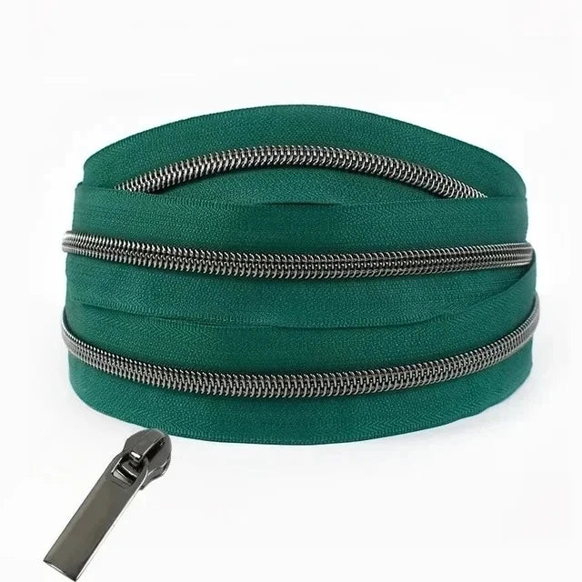 8/200Meters 5# Colorful Nylon Zipper Tapes GunBlack Tooth Coil Zip Tailors for Bags Garment Repair Kit DIY Sewing Accessories