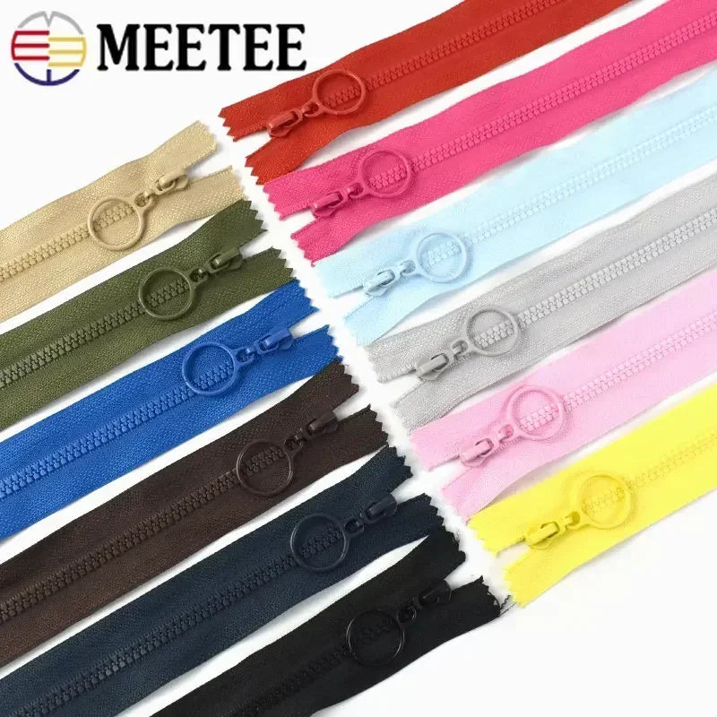 15/500pcs Meetee 3# Resin Zippers Closed 25cm Open-end 60cm Ring Puller Zipper for Bags Wallet Purse Garment Sewing Accessories