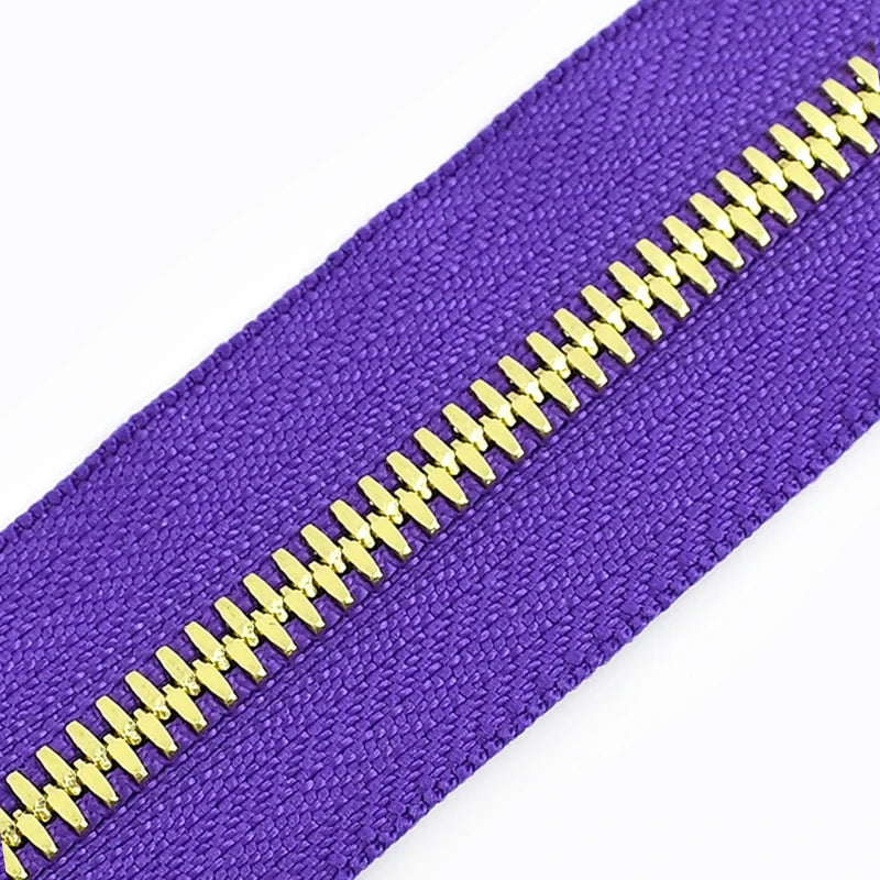 2/50Yards 5# Colorful Metal Zipper Gold/Sliver Teeth Double Pull Open-end Zips Tape Bag Garment Zip Repair Kit Sewing Accessory